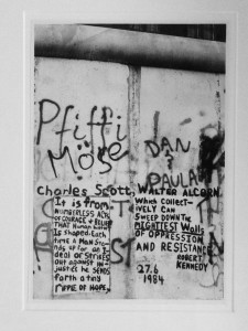 History.  July 1984, graffiti on the Wall in East Berlin; five years later it came down.